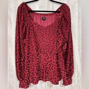 Lane Bryant Classic Peplum Burnout Polka Dot Top Size 22/24